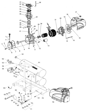 Default Diagram and Parts List for C3505 Type 1 Porter Cable Compressor